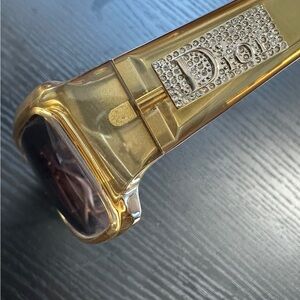 Dior Gold Sunglasses with Silver Crystal Detail
